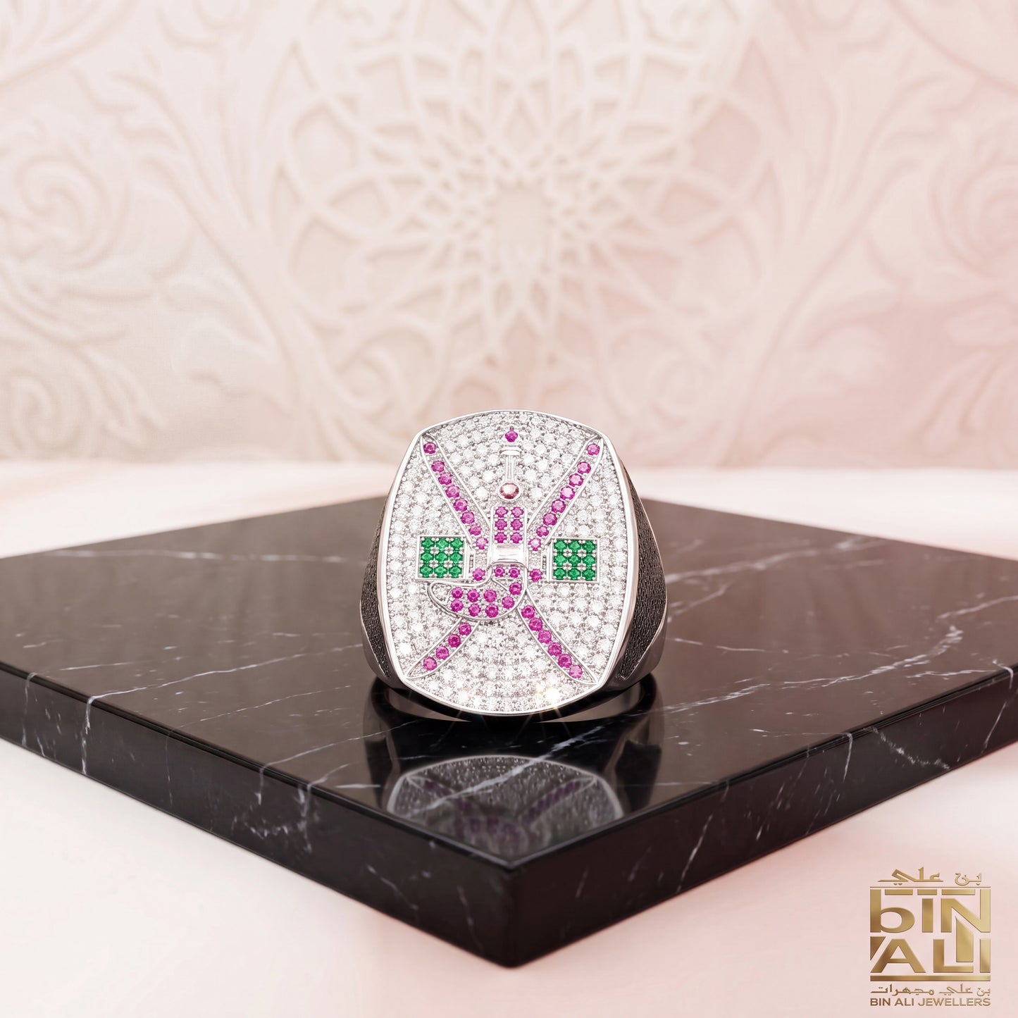 SILVER GENTS RING WITH DIAMOND