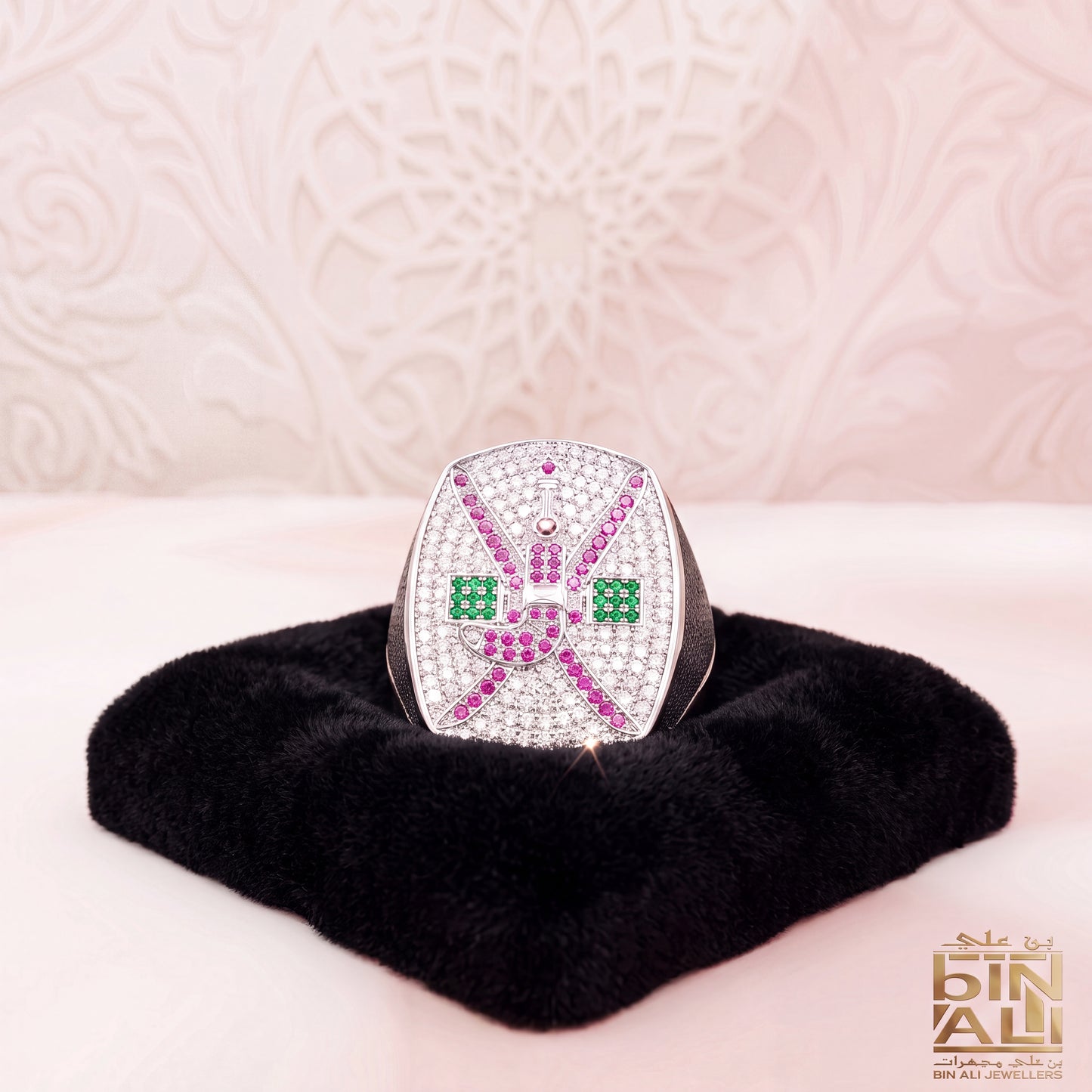 SILVER GENTS RING WITH DIAMOND